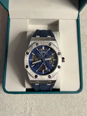 BiBi Blue and Silver Skeleton Sport Watch 41.5mm
